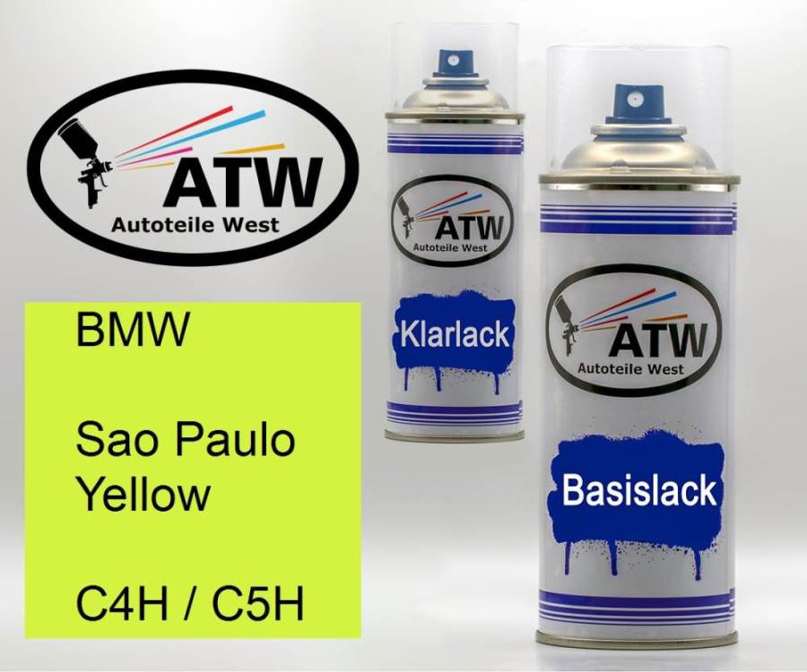 BMW, Sao Paulo Yellow, C4H / C5H: 400ml Sprühdose + 400ml Klarlack - Set, von ATW Autoteile West.